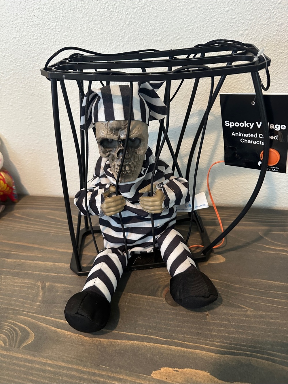 Black & White Striped Prisoner Skeleton Kids Costume Figurine